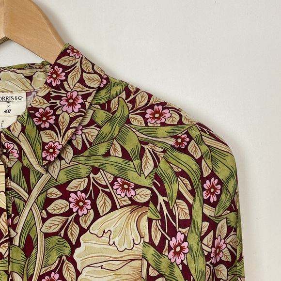 H&M x Morris & Co 0 Floral Maxi Dress Pimpernel Print Green Yellow Red Buttoned - Picture 4 of 15